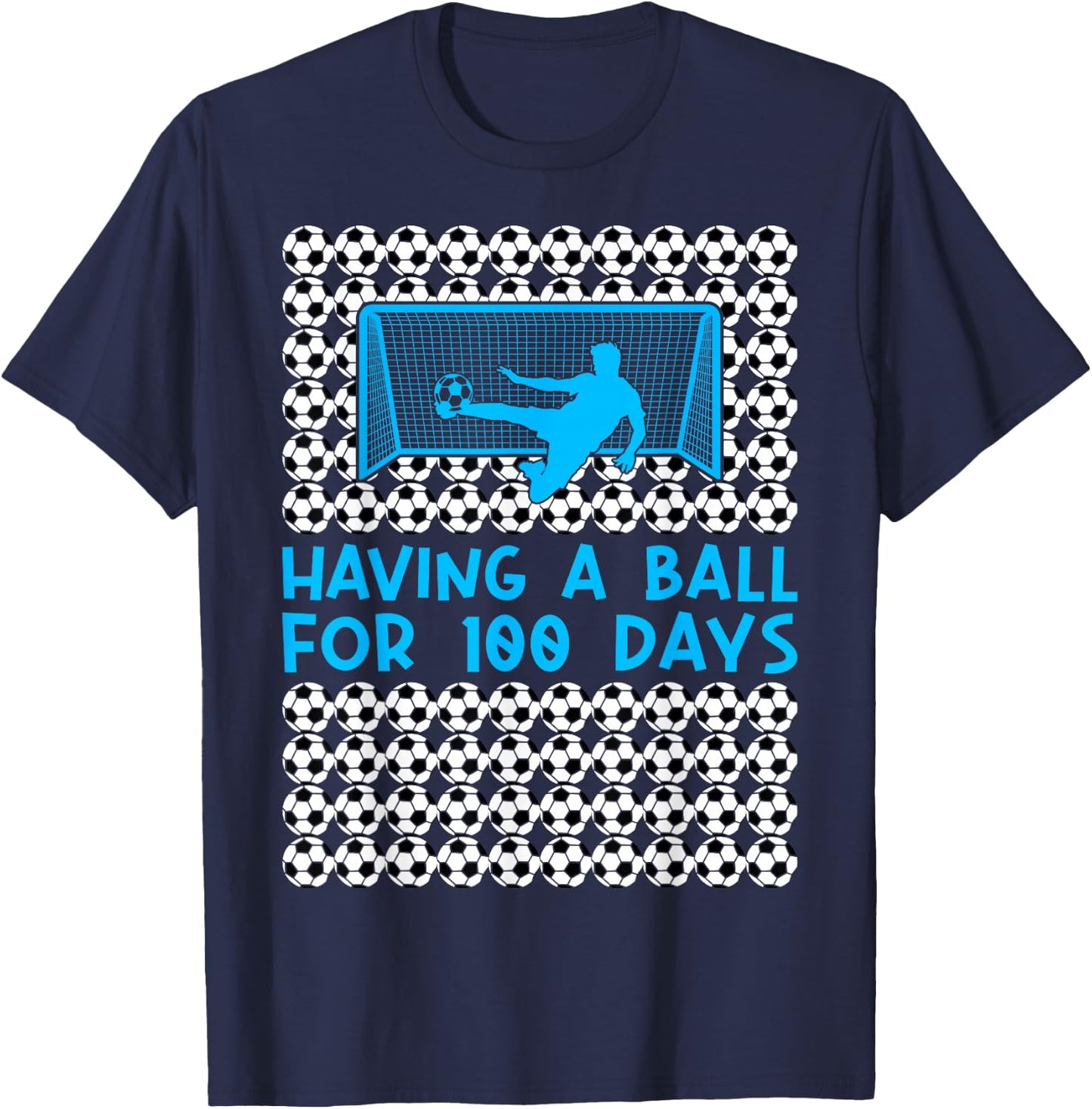 100 Days Of School Soccer 100th Day Of School For Boys Kids T-Shirt - T-Shirt | Navy