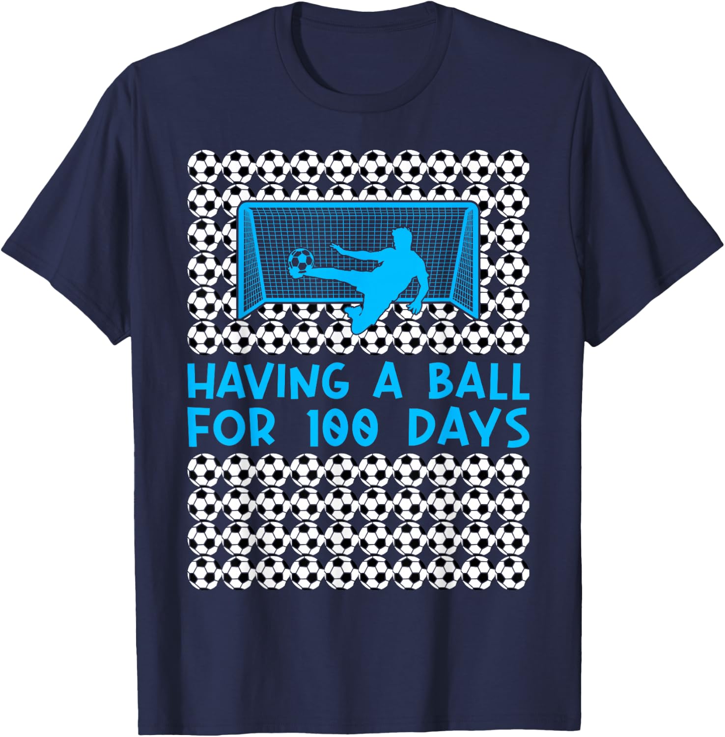 100 Days Of School Soccer 100th Day Of School For Boys Kids T-Shirt - T-Shirt | Navy