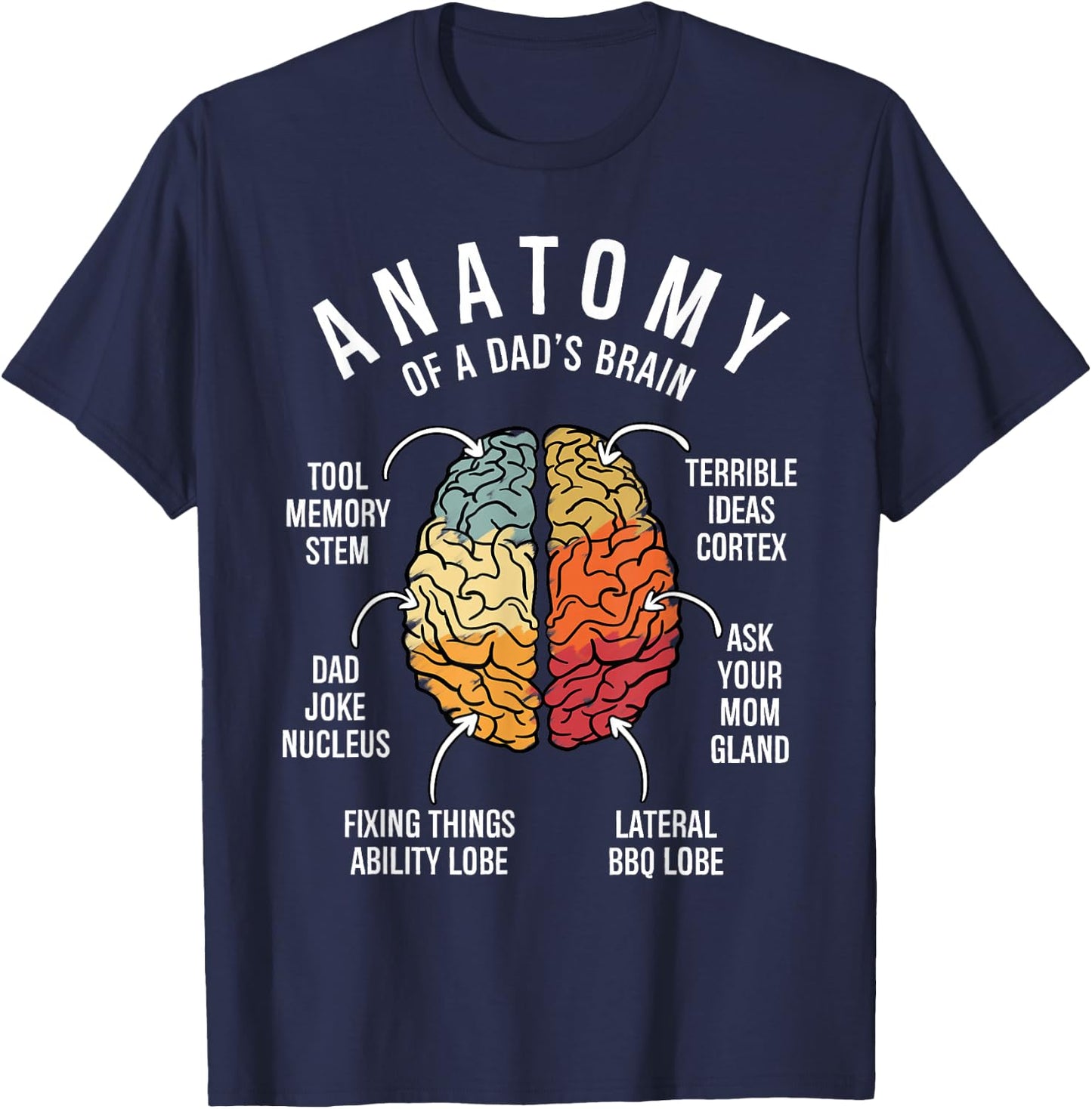 Anatomy of a Dad's Brain Funny Dad Family Humor Father's Day T-Shirt - T-Shirt | Navy