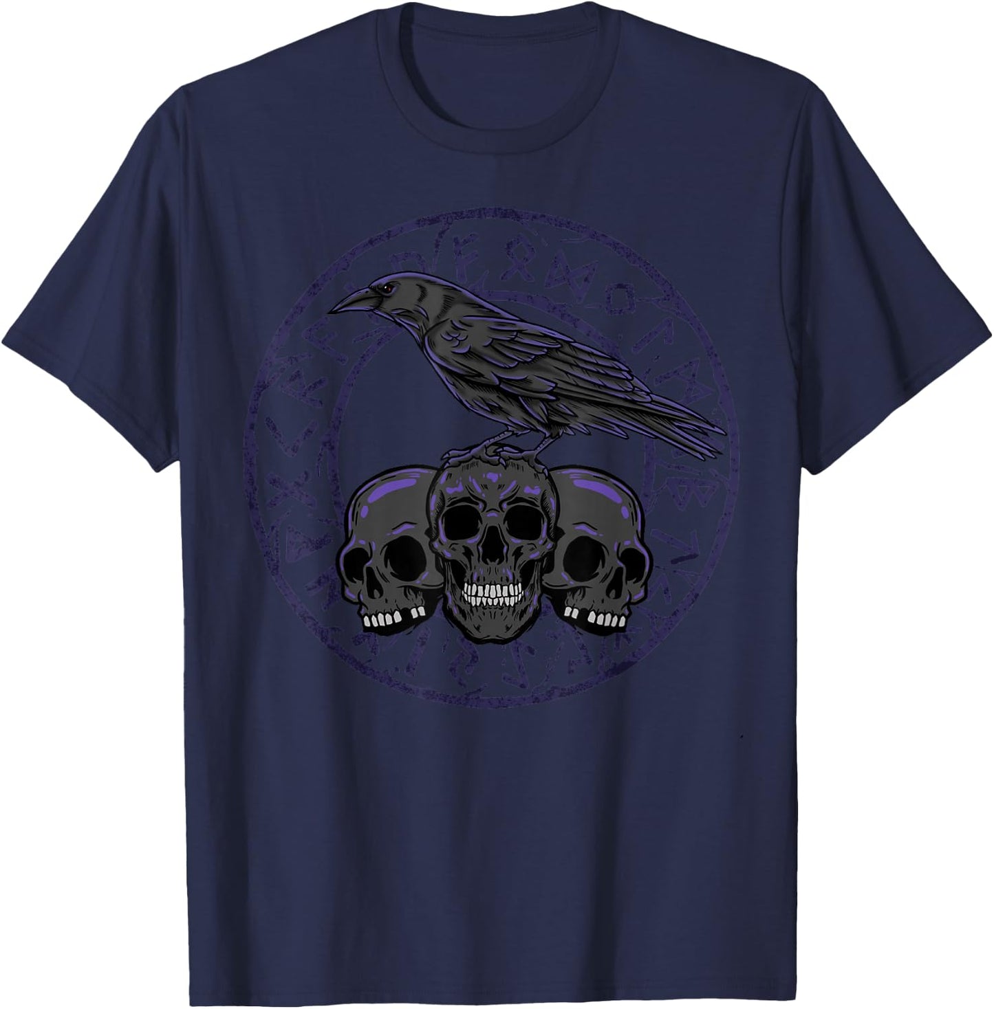 Gothic Crows Nordic Mythology Emo Viking Ravens T-Shirt - T-Shirt | Navy