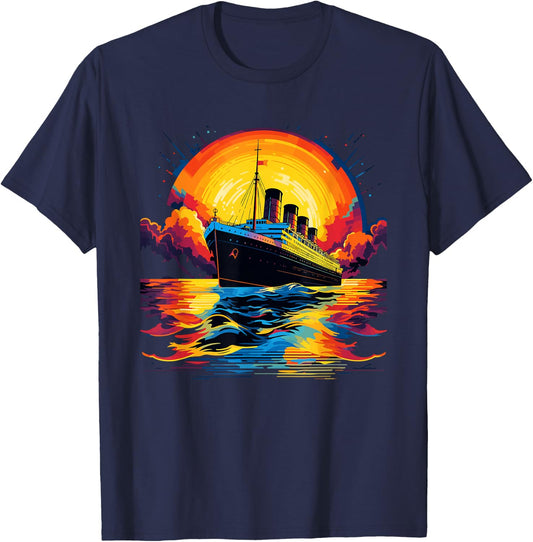 Retro Titanic Men's Women's Children Vintage Titanic , black T-Shirt - T-Shirt | Navy