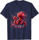 Flying Mythical Creature Cool Dragon Flame-Spewing Dragon T-Shirt - T-Shirt | Navy