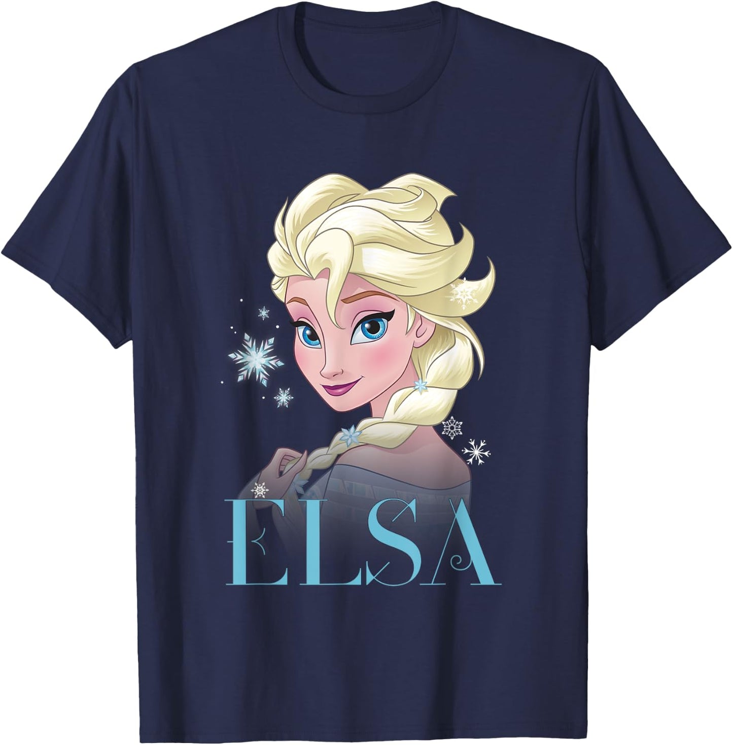Frozen Elsa Snowflake Portrait T-Shirt - T-Shirt | Navy