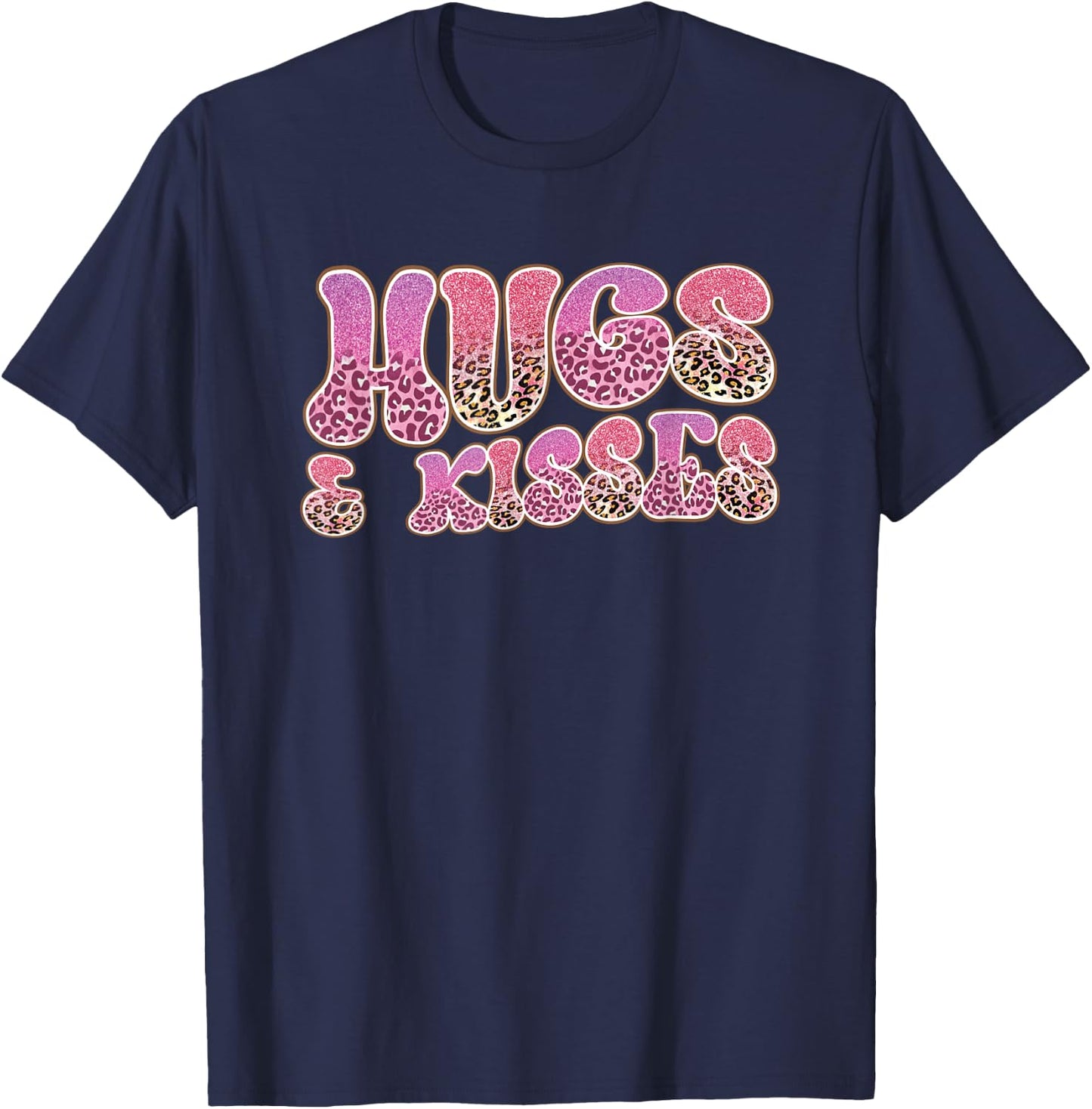 Animal Print Hugs Kisses Love Theme T-Shirt - T-Shirt | Navy