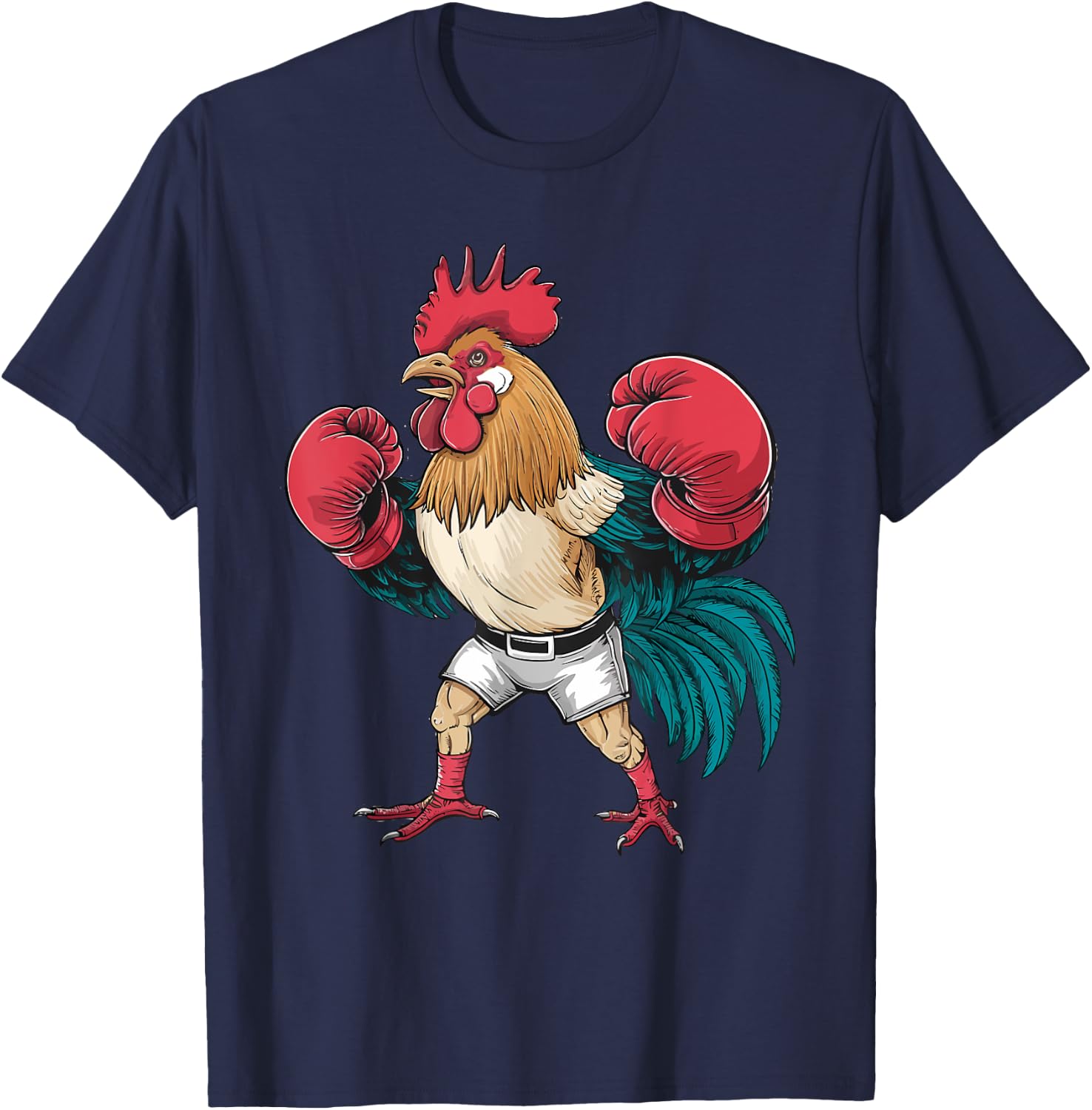 Funny Boxing Chicken With Red Gloves Kids Adults T-Shirt - T-Shirt | Navy