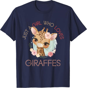Just A Girl Who Loves Giraffe T-Shirt - T-Shirt | Navy