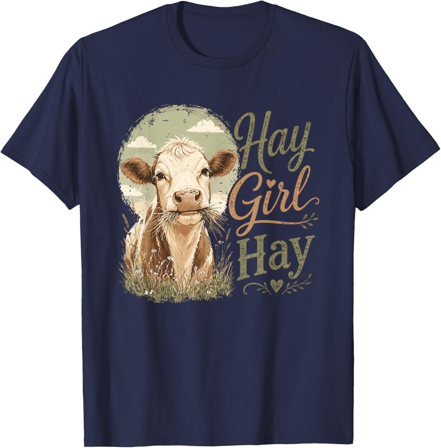 Hay Girl Hay Cow Farm T-Shirt - T-Shirt | Navy