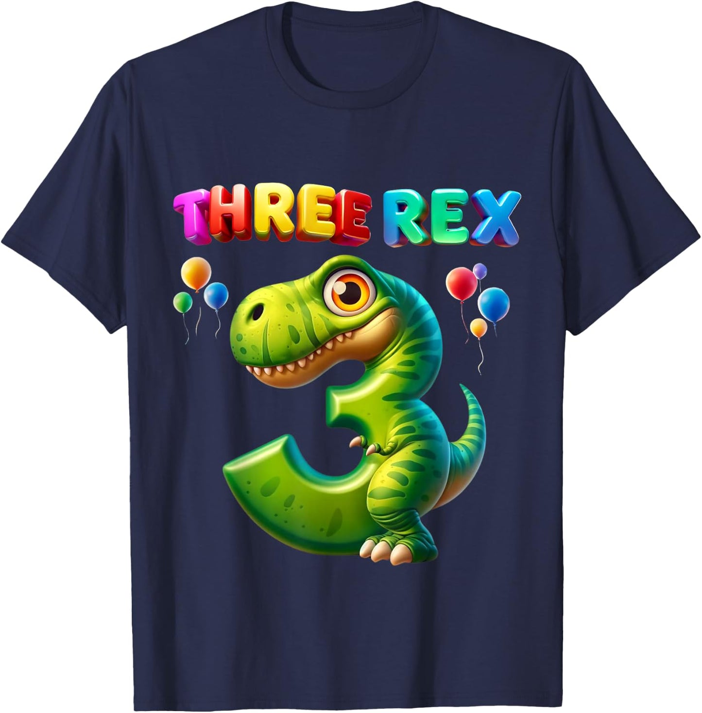 Three Rex 3rd Birthday Shirt Third Dinosaur 3 Year Old gift T-Shirt - T-Shirt | Navy