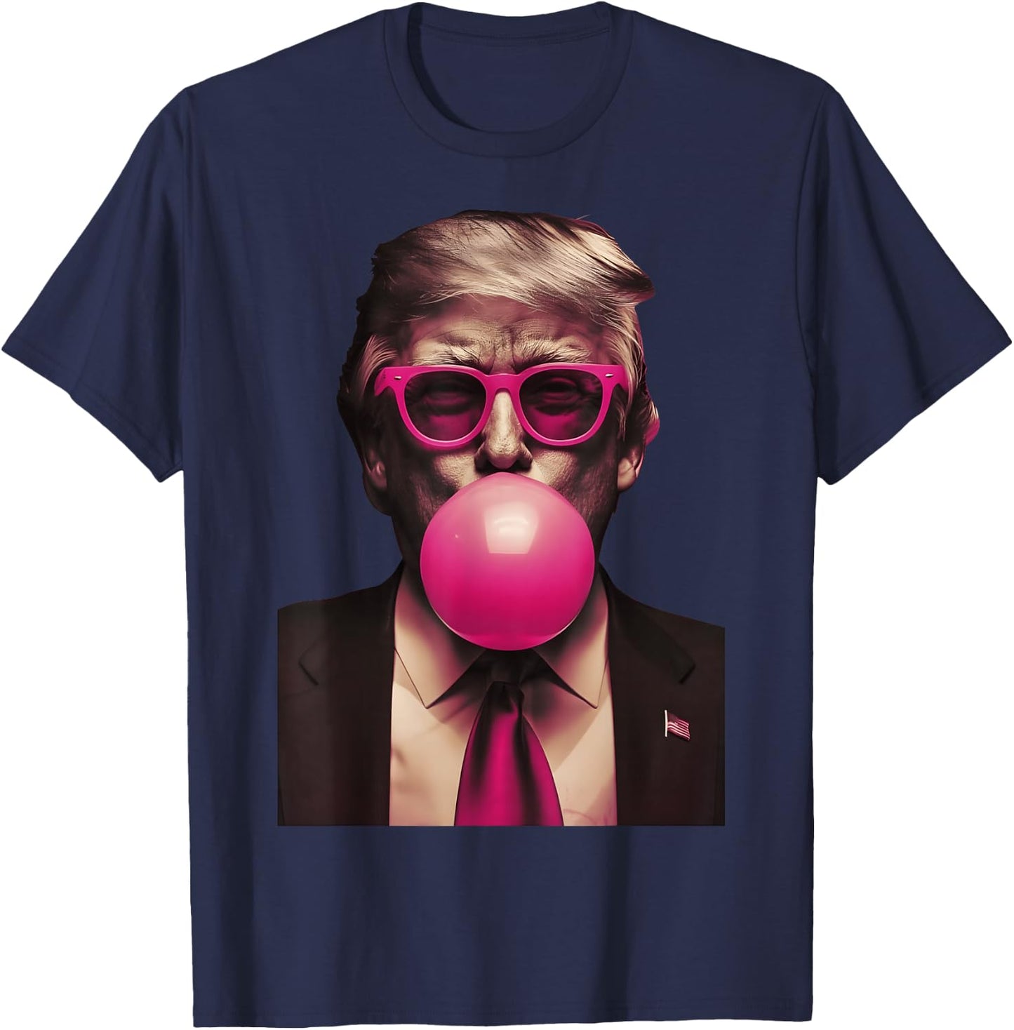 Trump Pink Bubblegum Funny T-Shirt - T-Shirt | Navy