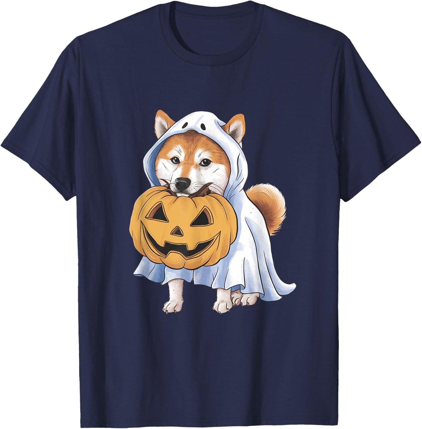 Shiba Inu Ghost Dog Halloween T-Shirt - T-Shirt | Navy