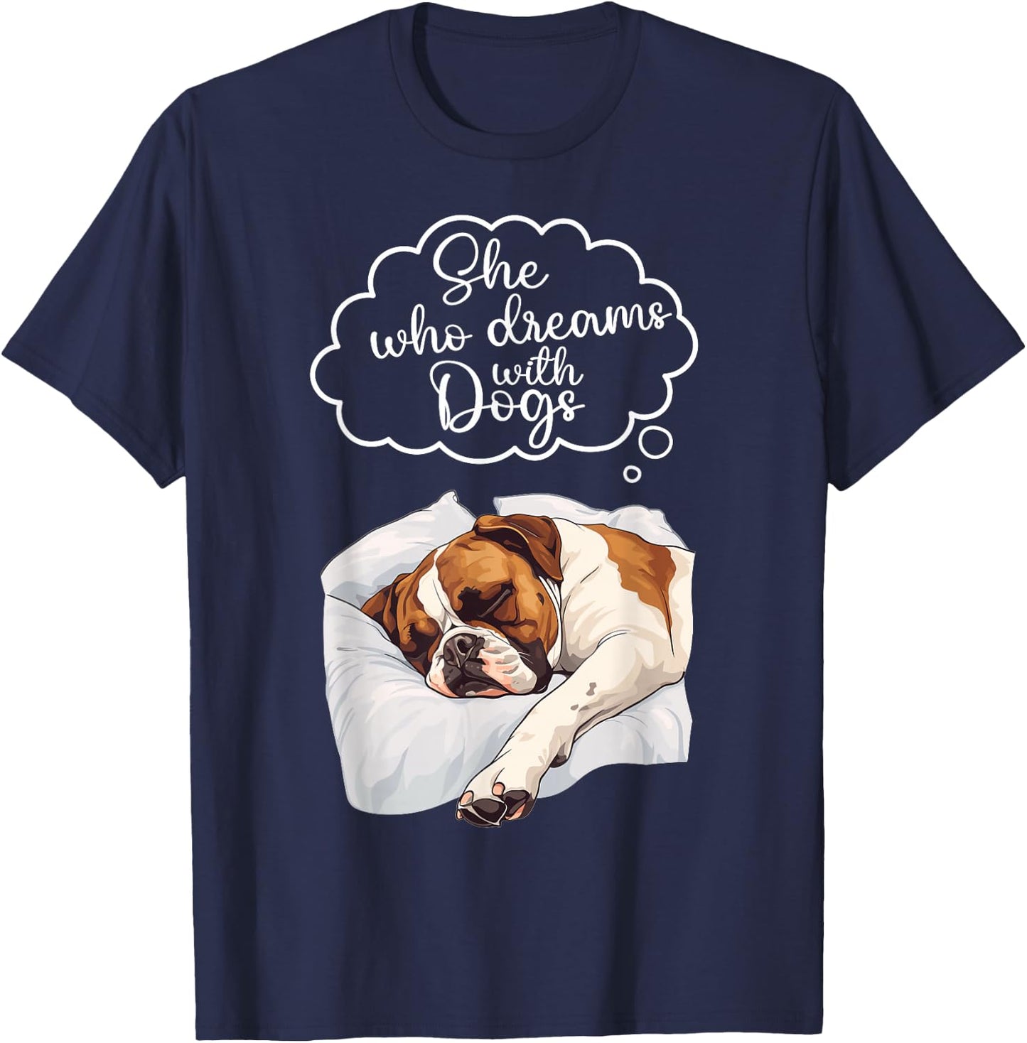 Boxer Dog Nightgown Pajama T-Shirt - T-Shirt | Navy