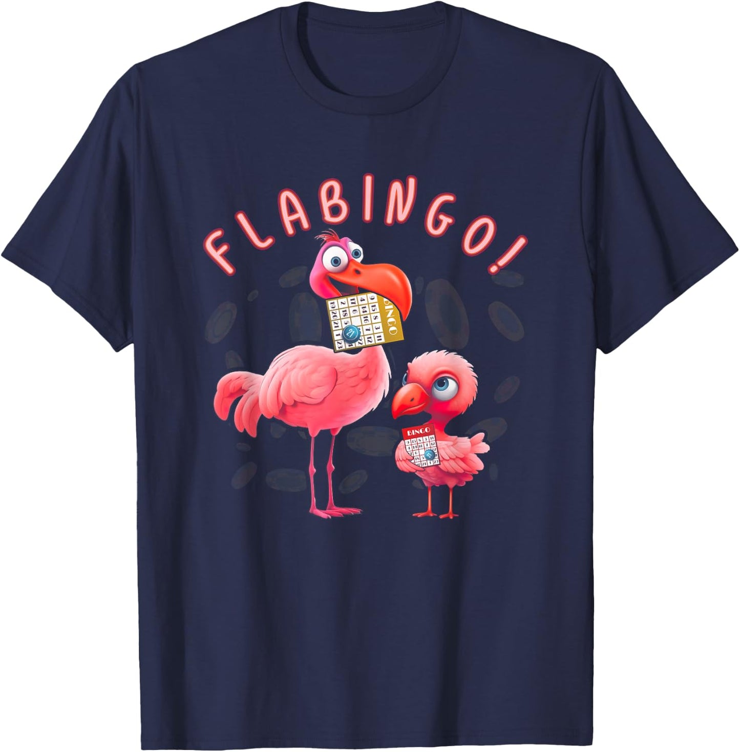 Flabingo Lucky Player Bingo Player Bingo Addict Flamingo T-Shirt - T-Shirt | Navy