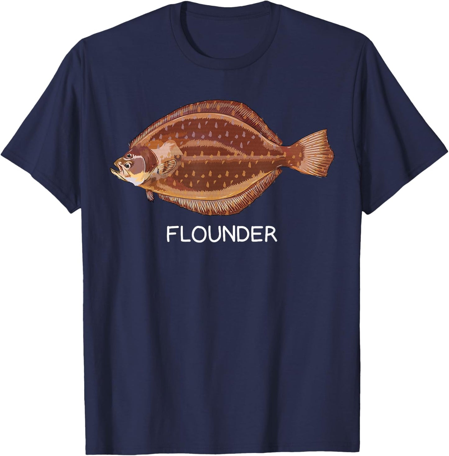 Flounder Saltwater Game Fish T-Shirt - T-Shirt | Navy