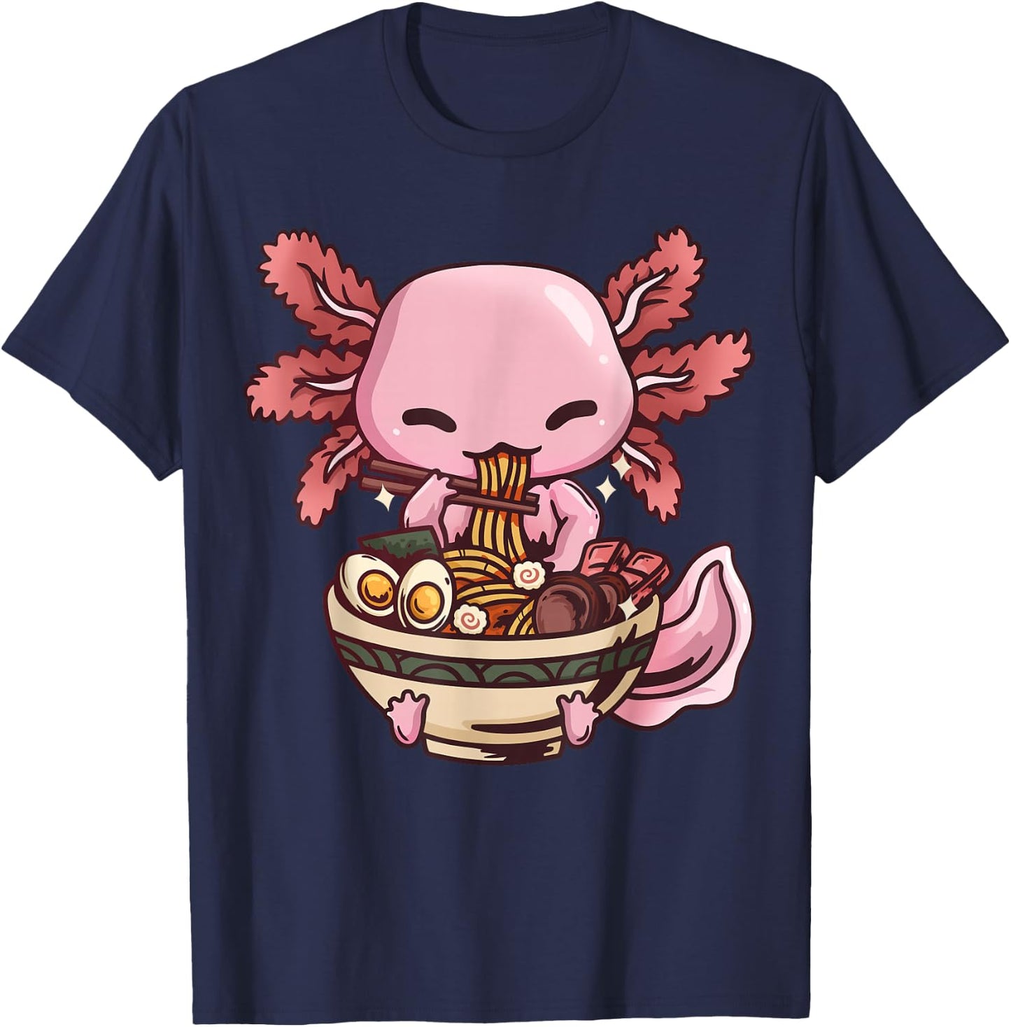 Axolotl Ramen Anime Kawaii Eating Girls Teens T-Shirt - T-Shirt | Navy