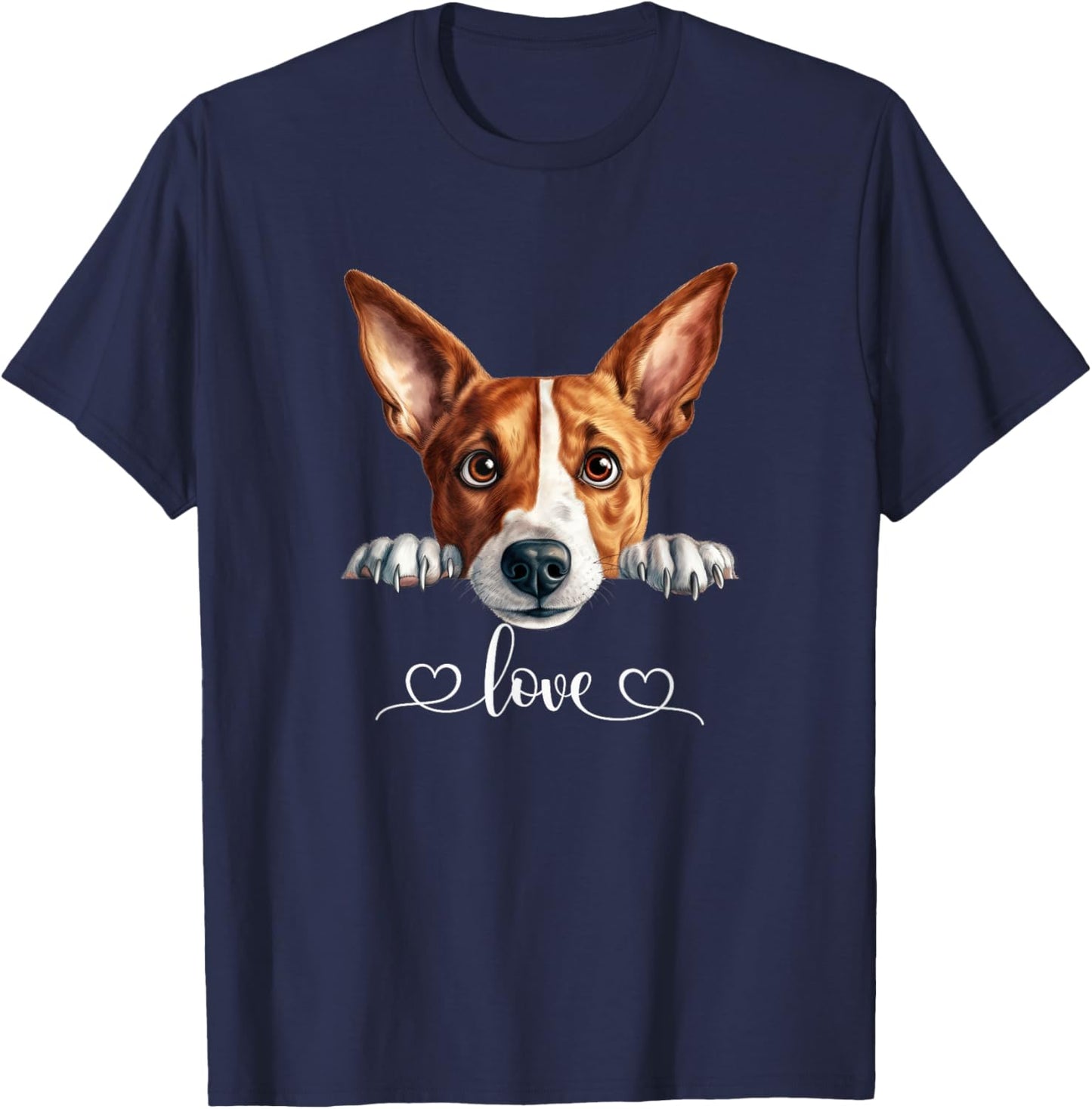 Cute Dog Graphic Love Puppy Basenji Dog Women T-Shirt - T-Shirt | Navy