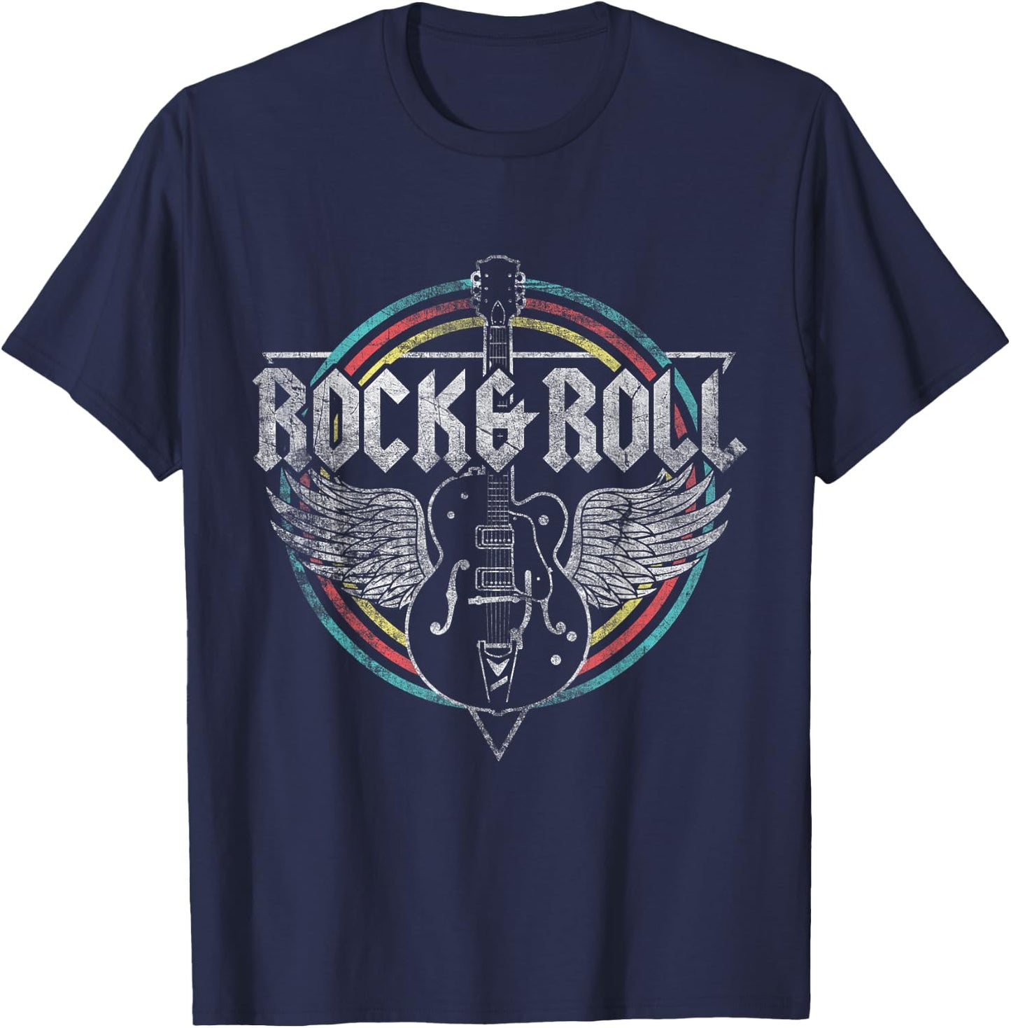 Rock & Roll Guitar Wings Music Small T-Shirt - T-Shirt | Navy