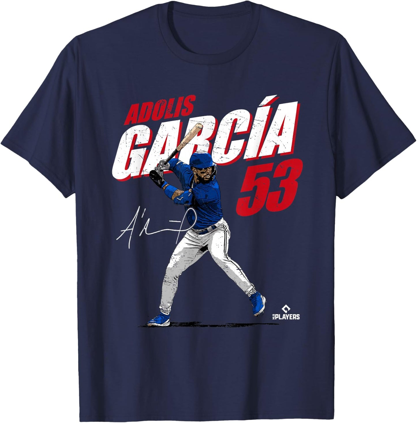 Adolis Garcia | Texas Baseball Players | MLBAGA3001 T-Shirt - T-Shirt | Navy