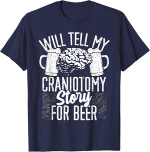 Craniotomy Surgery Recovery Beer Drinking Brain Surgery T-Shirt - T-Shirt | Navy