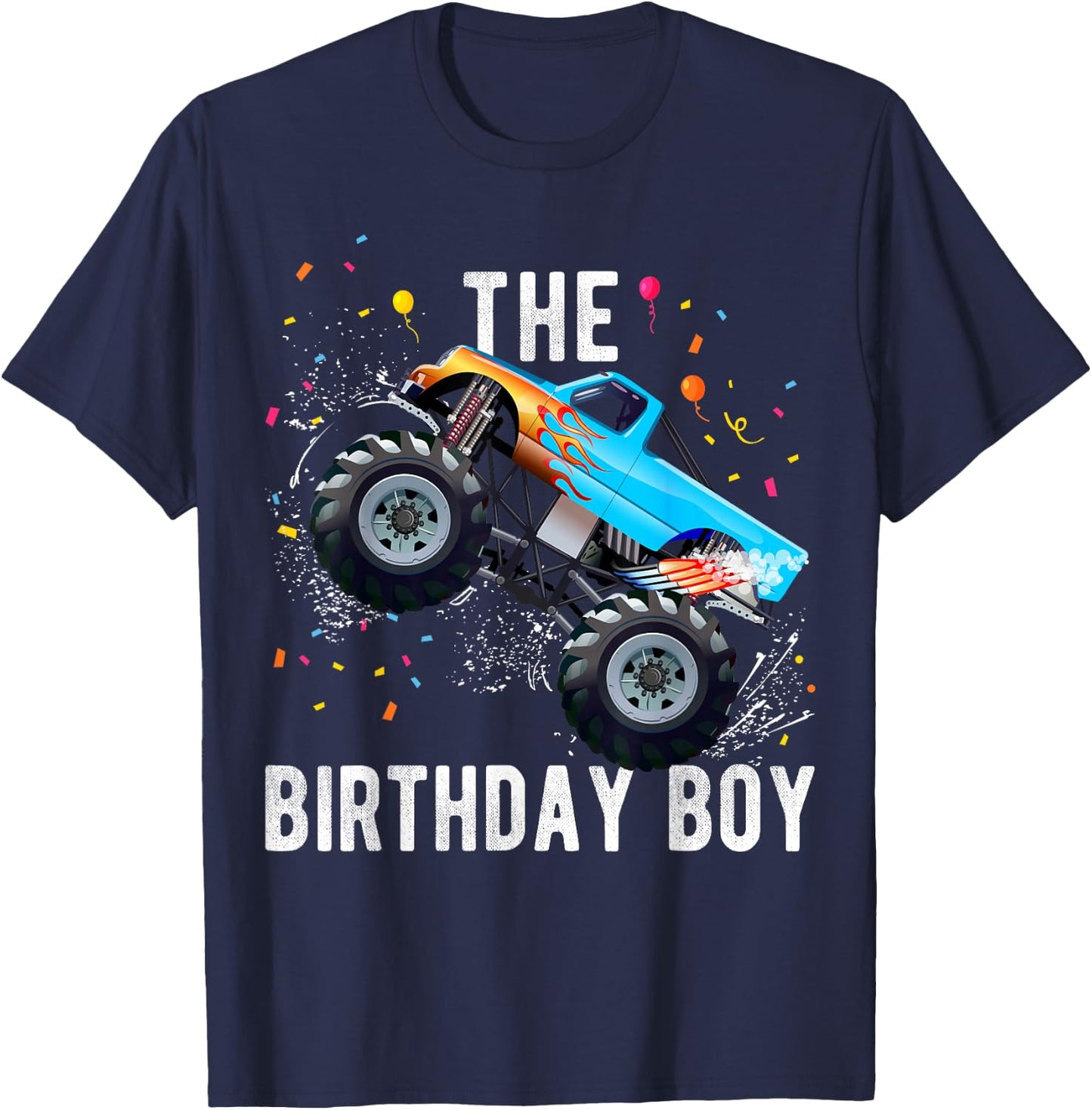Birthday Boy Monster Truck Family Matching T-Shirt - T-Shirt | Navy