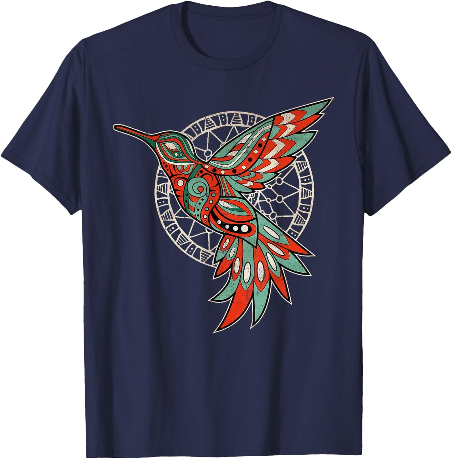 InGENIUS Native American Indian Day Shirts & Gifts -Adults Hummingbird Tribal Art Native American Tribal Art Black Small Classic Fit Pull On Round Collar Short Sleeve T-Shirt - T-Shirt | Navy
