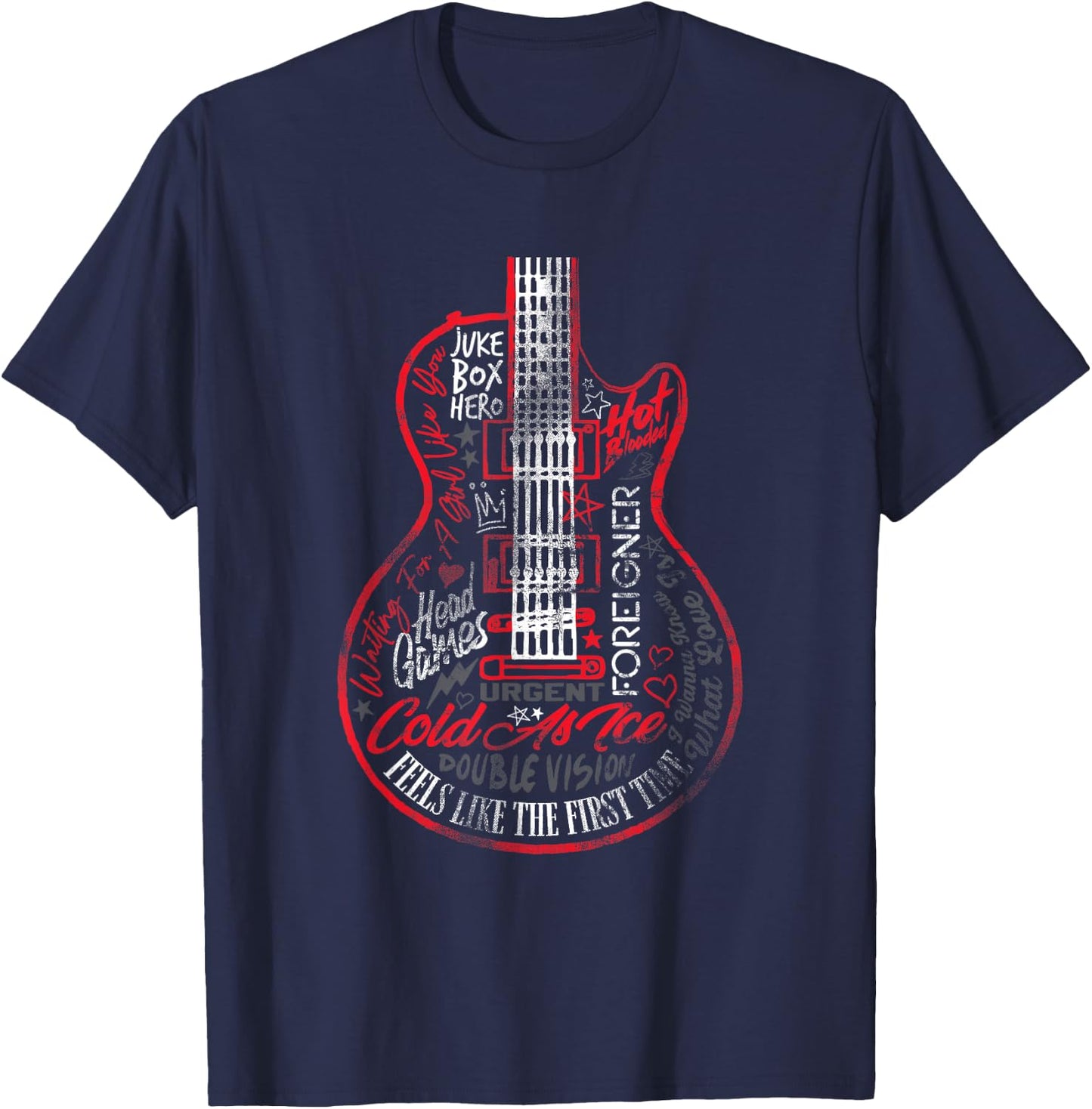 Foreigner Juke Box Hero Tracklist , black T-Shirt - T-Shirt | Navy
