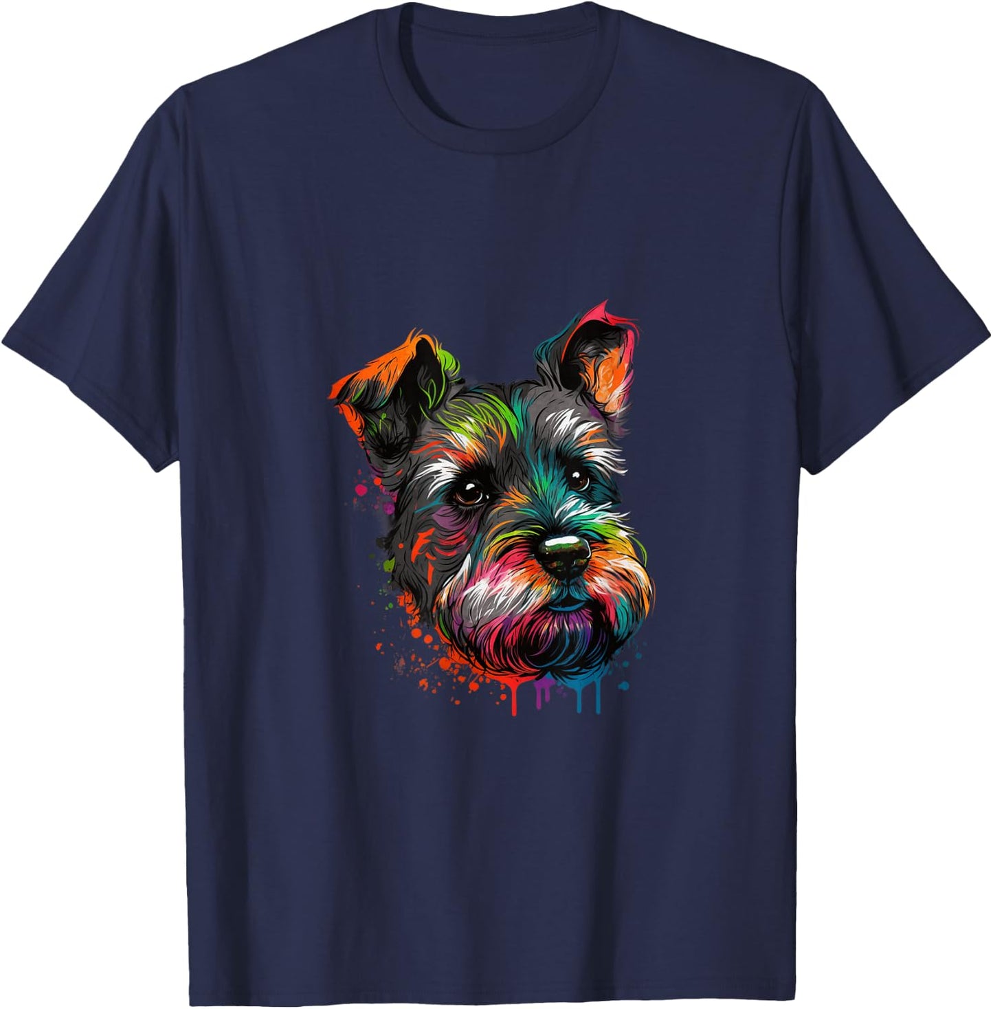 Miniature Schnauzer Pop Art I Splash Art Schnauzer T-Shirt - T-Shirt | Navy