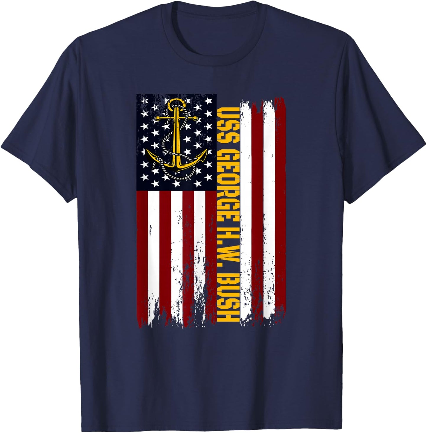 Aircraft Carrier USS George H.W. Bush Veteran Father Grandpa T-Shirt - T-Shirt | Navy
