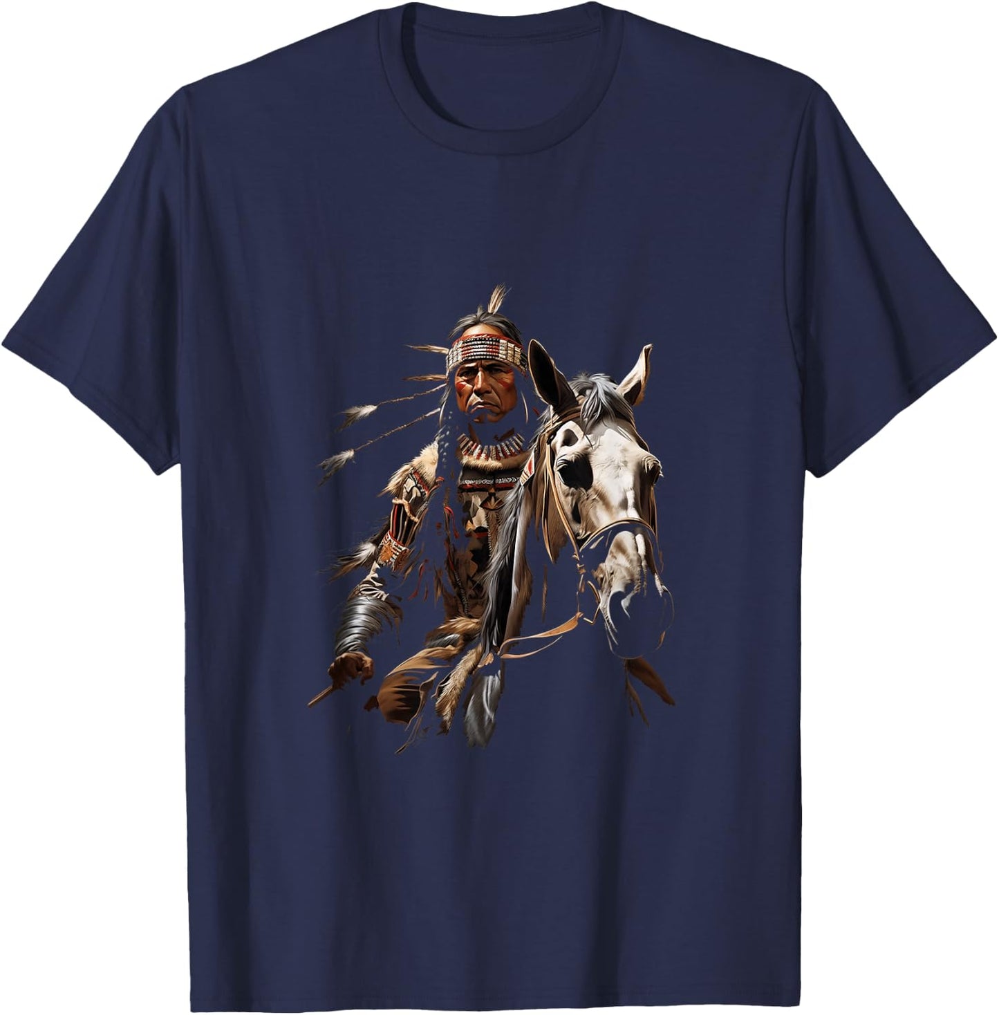 Indian Warrior Chief Indianerpferd T-Shirt - T-Shirt | Navy
