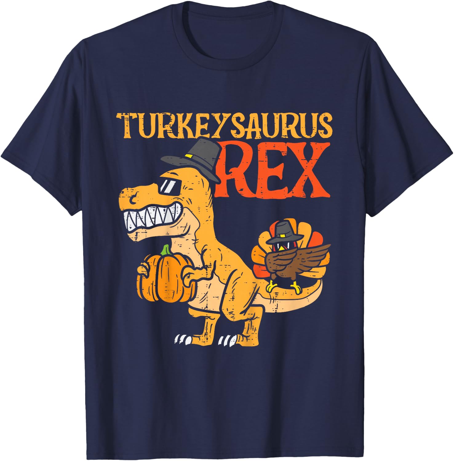 Turkeysaurus Rex Dab Turkey Dino Toddler Boys Thanksgiving T-Shirt - T-Shirt | Navy