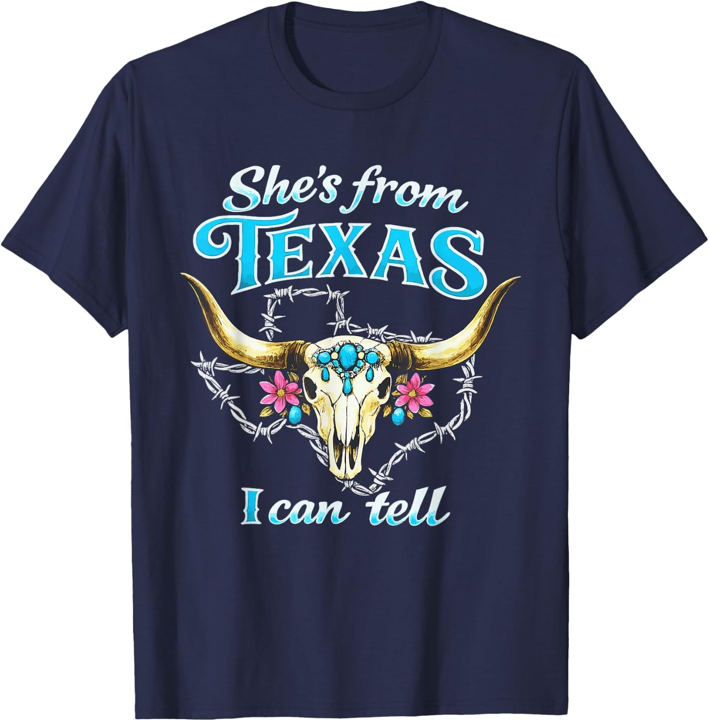 She's from Texas I Can Tell Retro Vintage Texas Girl T-Shirt - T-Shirt | Navy
