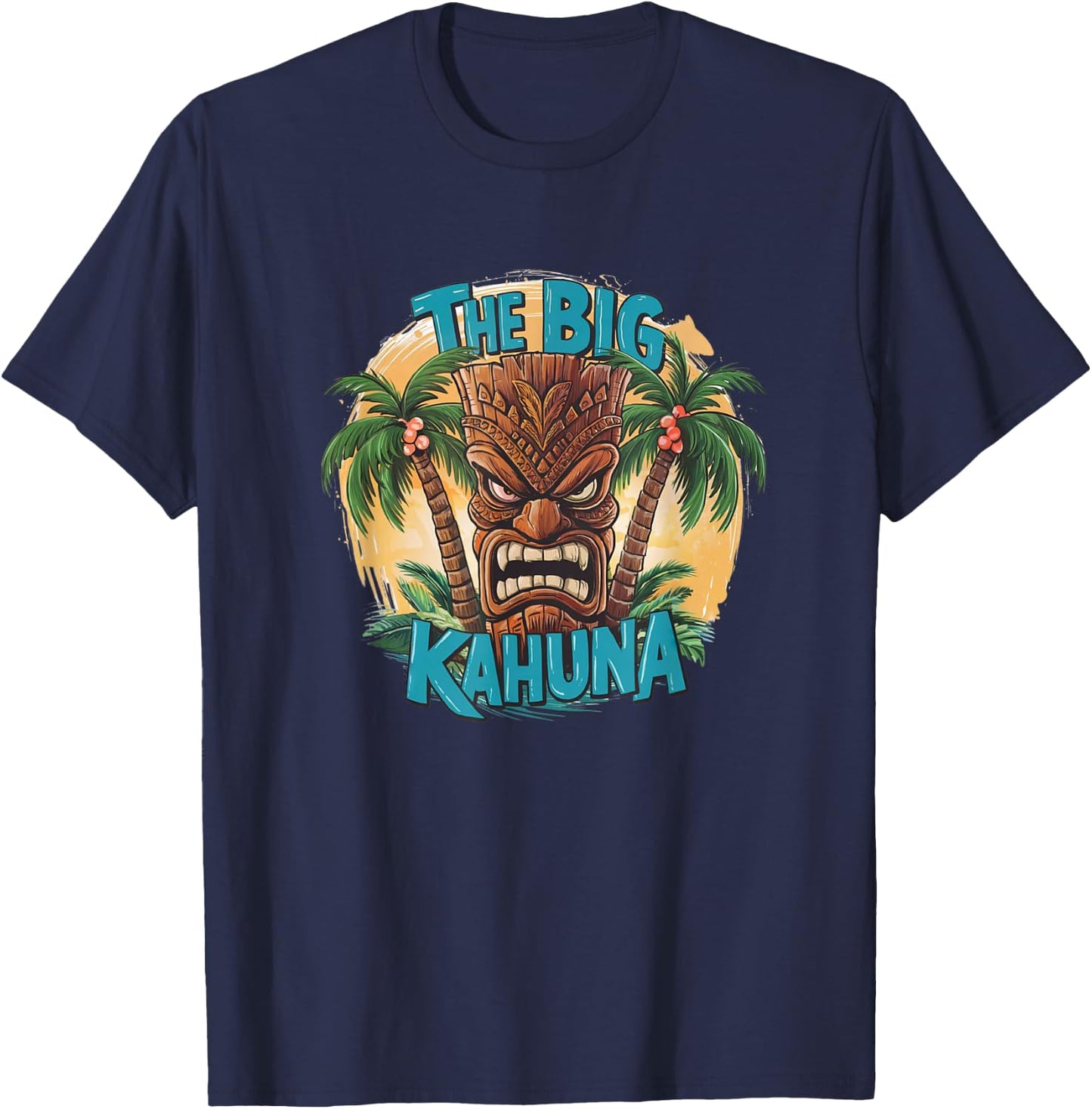 Tiki Big Kahuna Funny Hawaiian Fête des Pères Vacances Tropical T-Shirt - T-Shirt | Navy
