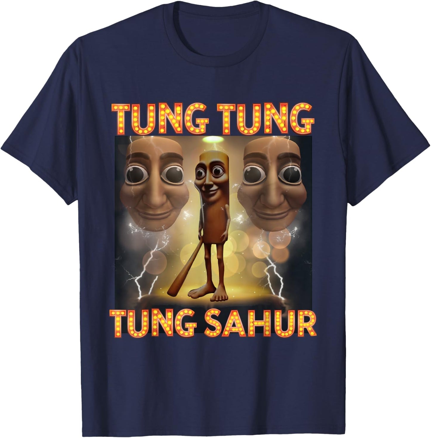 Tung Tung Sahur Funny Meme Italian Brain Red T-Shirt - T-Shirt | Navy