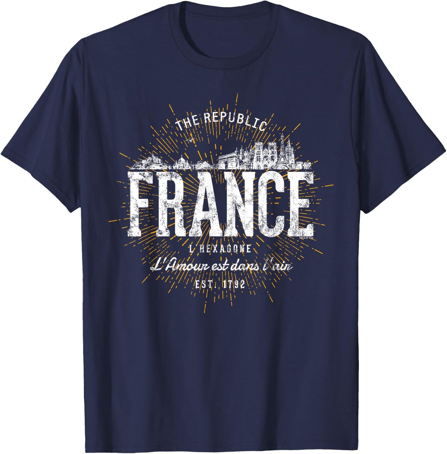 Vintage Style Retro France T-Shirt - T-Shirt | Navy