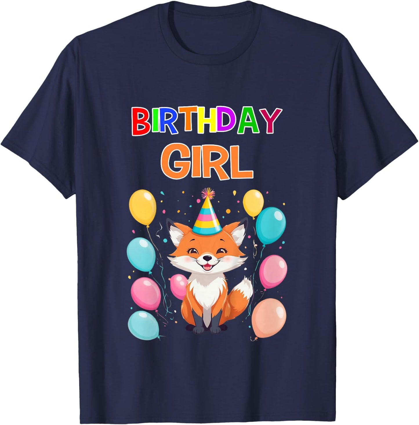 Girld Fox Birthday TShirtz & More Fox Birthday Shirt Girls Fox Lover Birthday Girl T-Shirt - T-Shirt | Navy