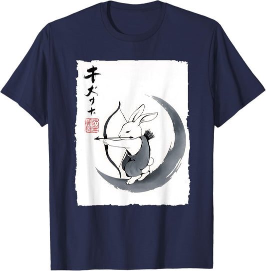 Moon Archer Rabbit Japanese Art Women Kids T-Shirt - T-Shirt | Navy