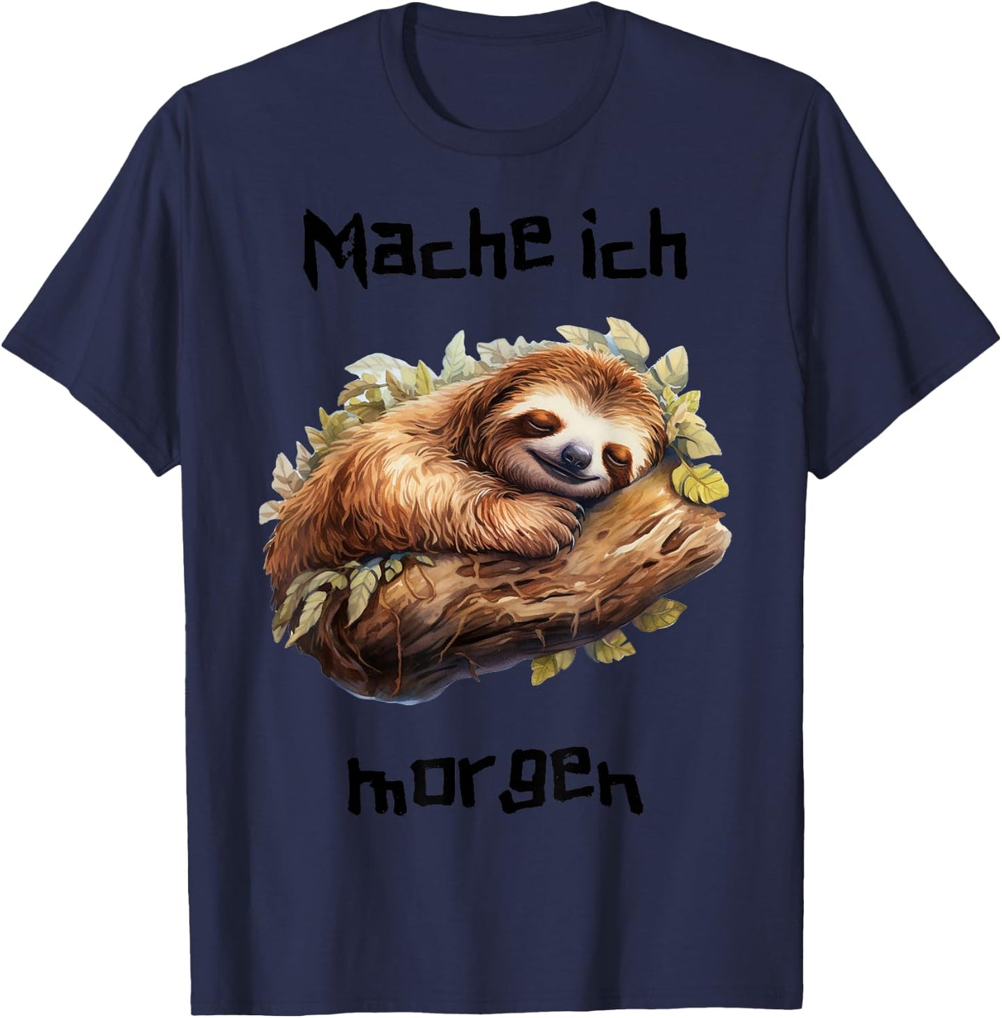 Morgenmuffel Sloth Spruch lustiges Langschläfer Faultier T-Shirt - T-Shirt | Navy