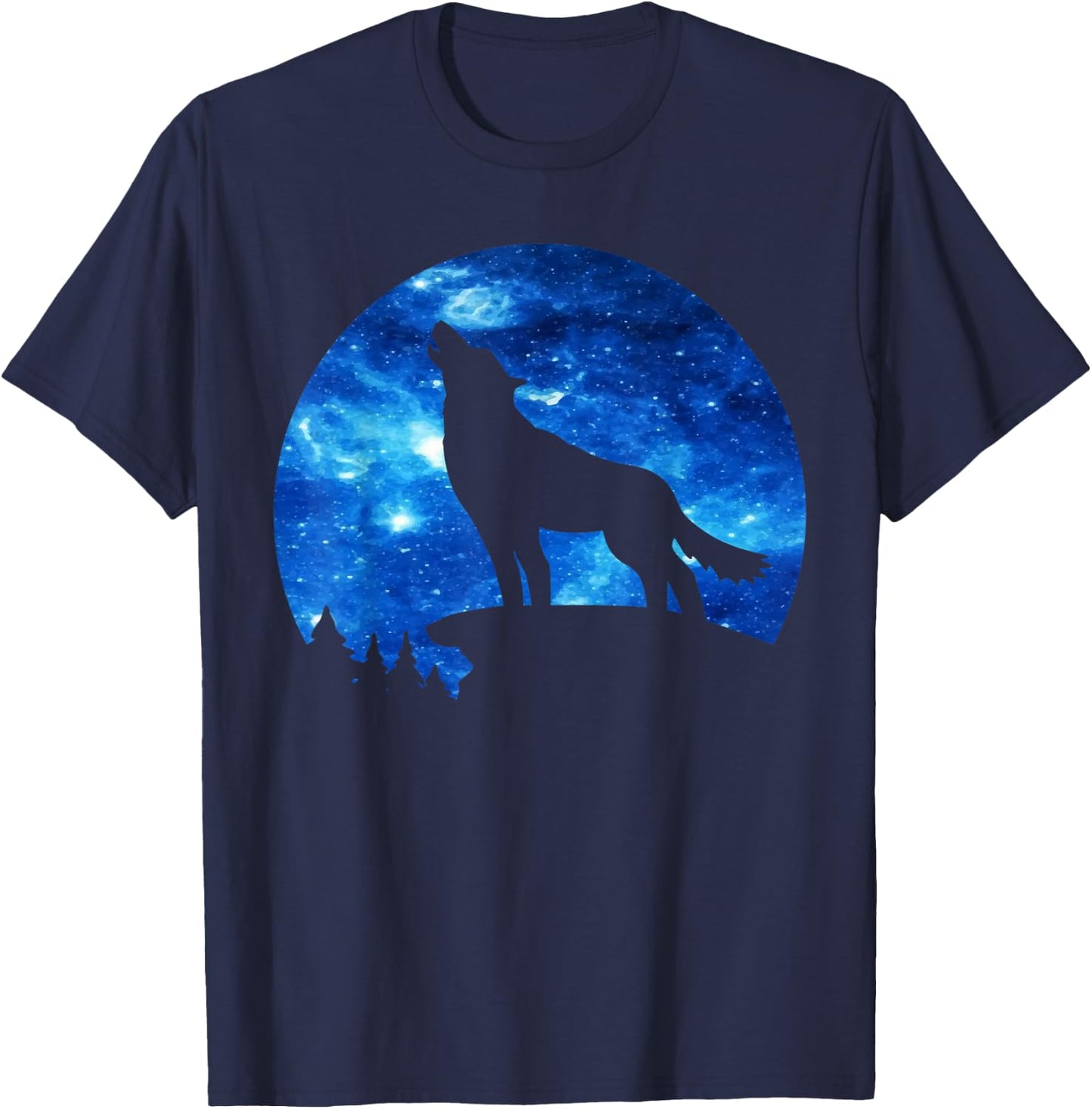Wolf Paws Galaxy Wild Lone Wolves Stars Moon Wolf T-Shirt - T-Shirt | Navy