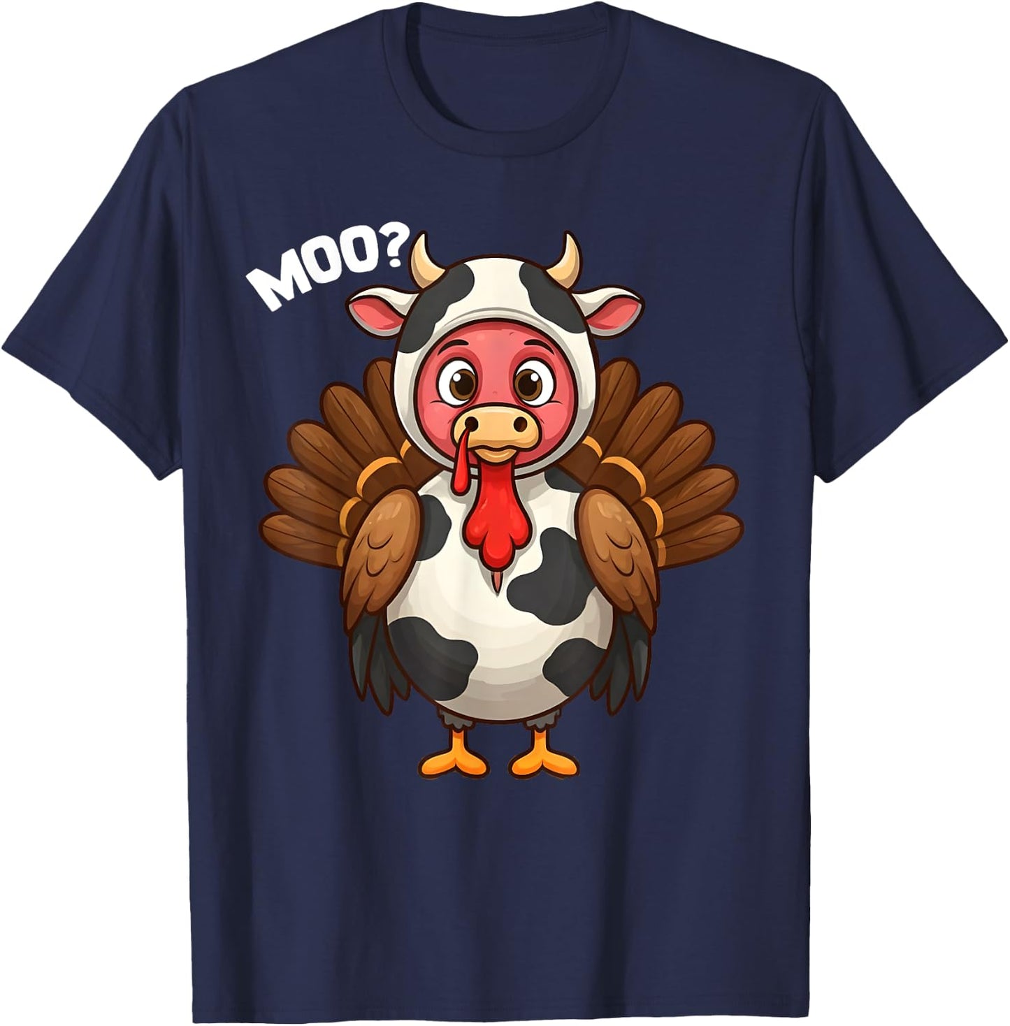 Turkey Moo Cow Funny Thanksgiving Fake Cow Costume T-Shirt - T-Shirt | Navy