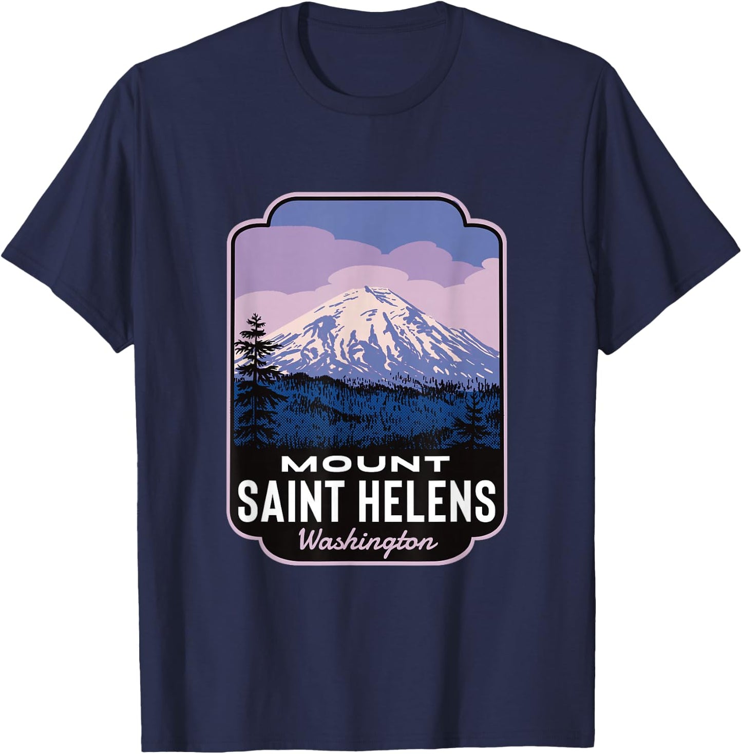 Mount Saint Helens Before Retro T-Shirt - T-Shirt | Navy