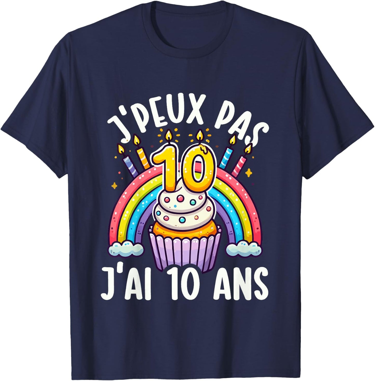 Kids Je Peux Pas Je ai 10 Ans Anniversaire Funny Funny Kawaii , Black, 2 T-Shirt - T-Shirt | Navy