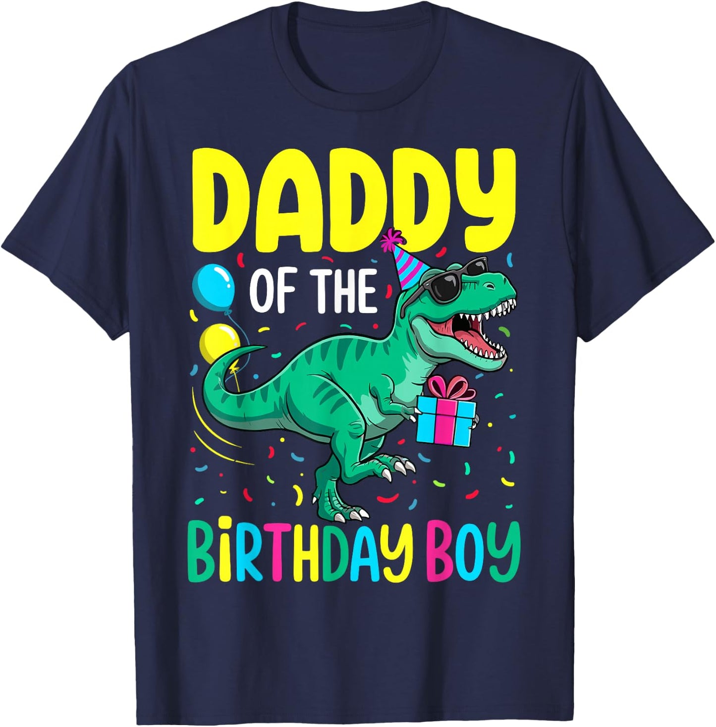 Daddy of The Birthday Party Outfit Dinosaur Squad Dad T-Shirt - T-Shirt | Navy