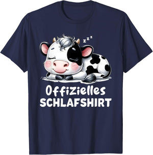 Cow Sleep Shirt Pyjamas Ladies Girls Tired Cow , black T-Shirt - T-Shirt | Navy