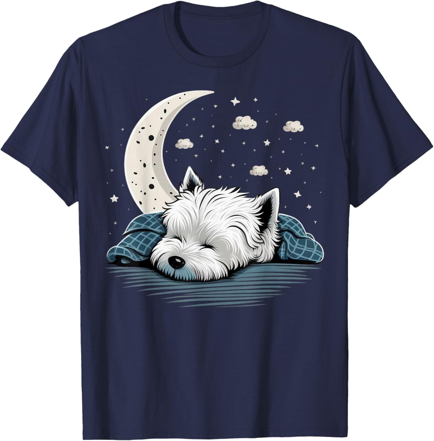 Napping Westie Pyjamas West Highland White Terrier Sleeping T-Shirt - T-Shirt | Navy