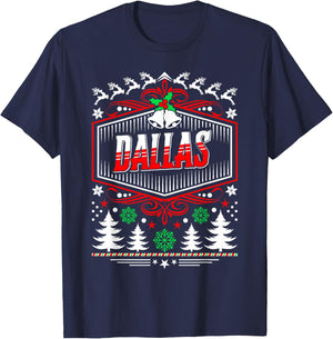 Dallas Ugly Christmas Gift Friends or Family T-Shirt - T-Shirt | Navy