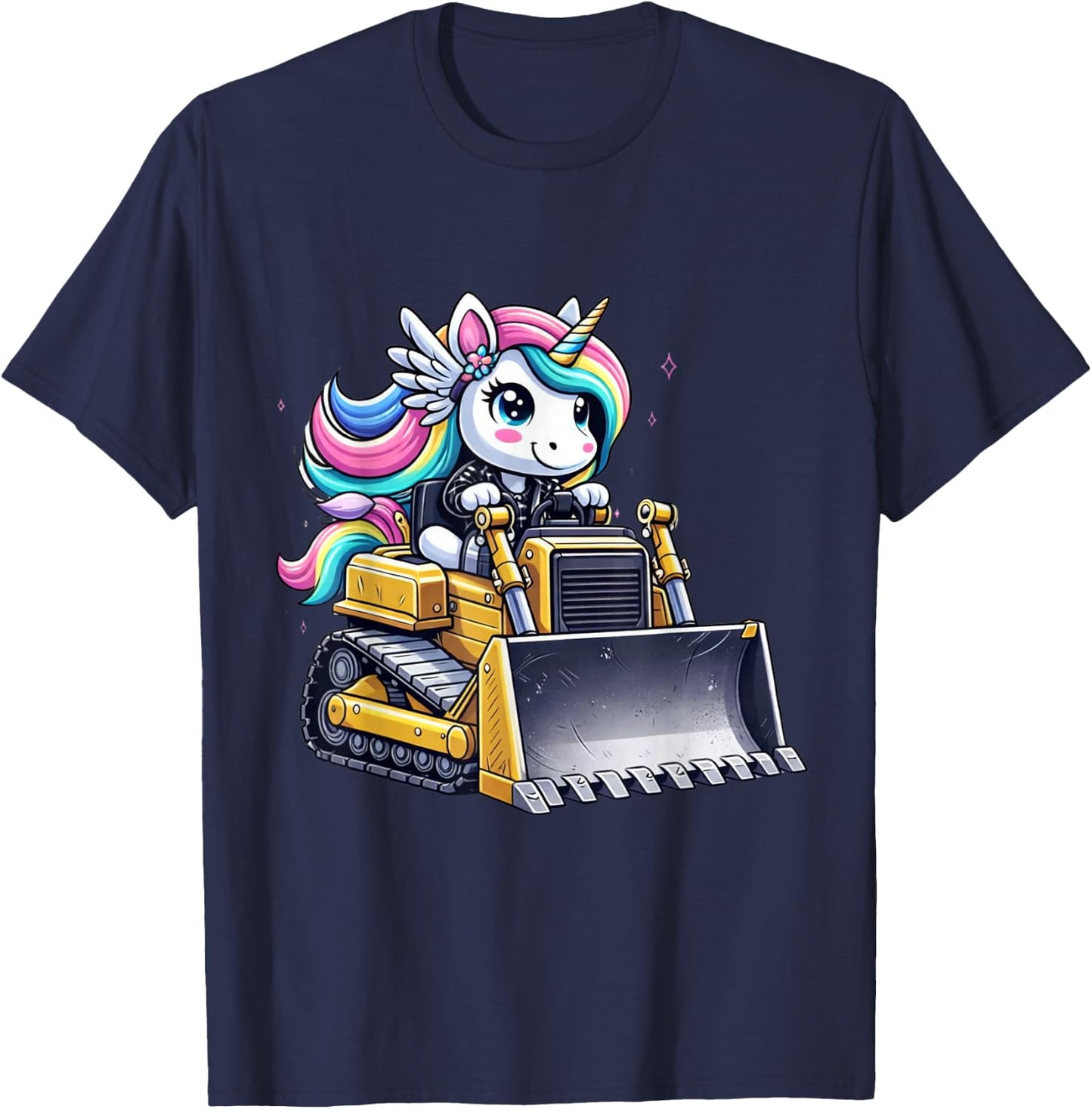 Unicorn Riding Bulldozer T-Shirt - T-Shirt | Navy