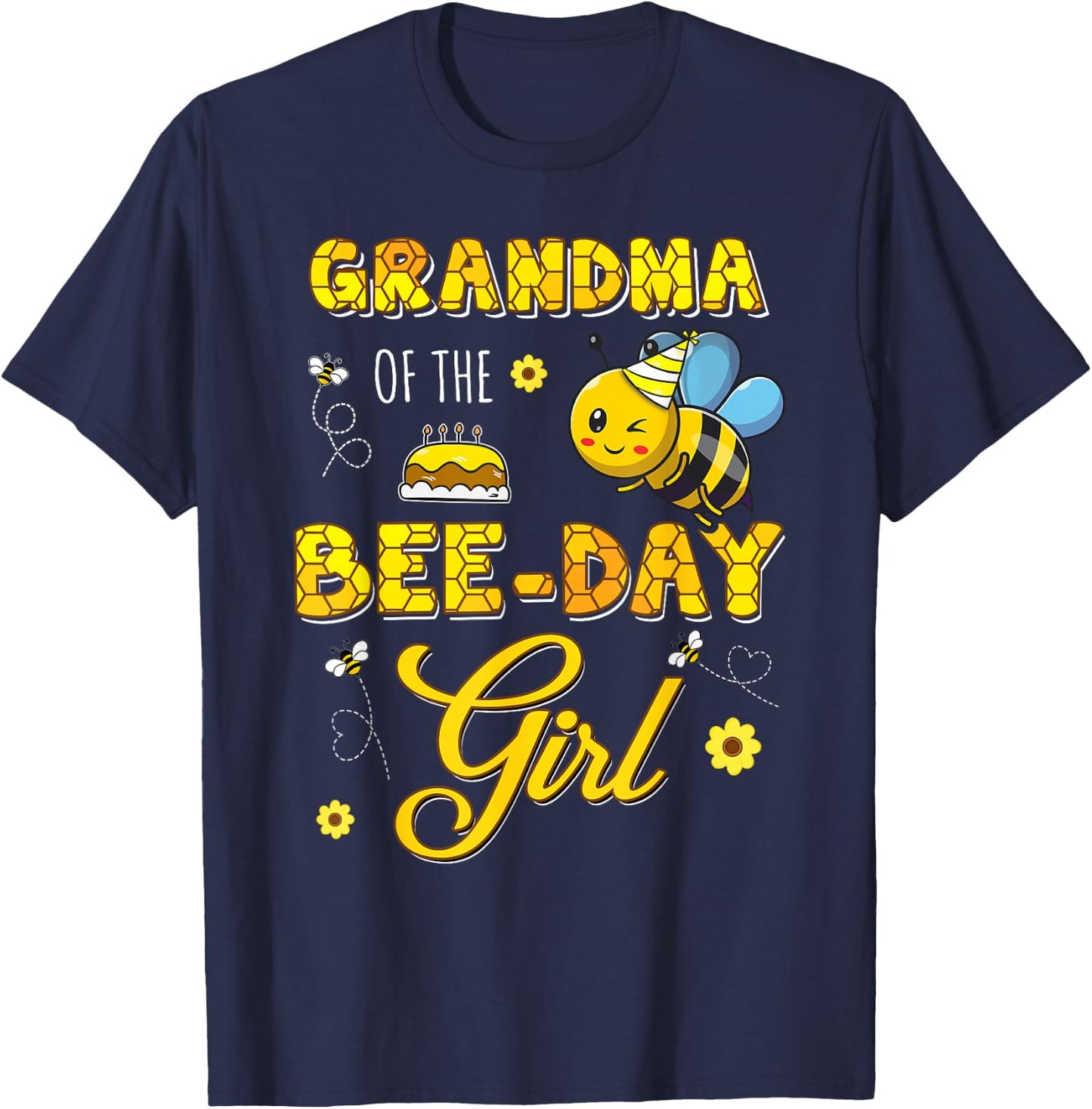 Grandma Of The Bee-Day Girl Hive Birthday Party Matching T-Shirt - T-Shirt | Navy