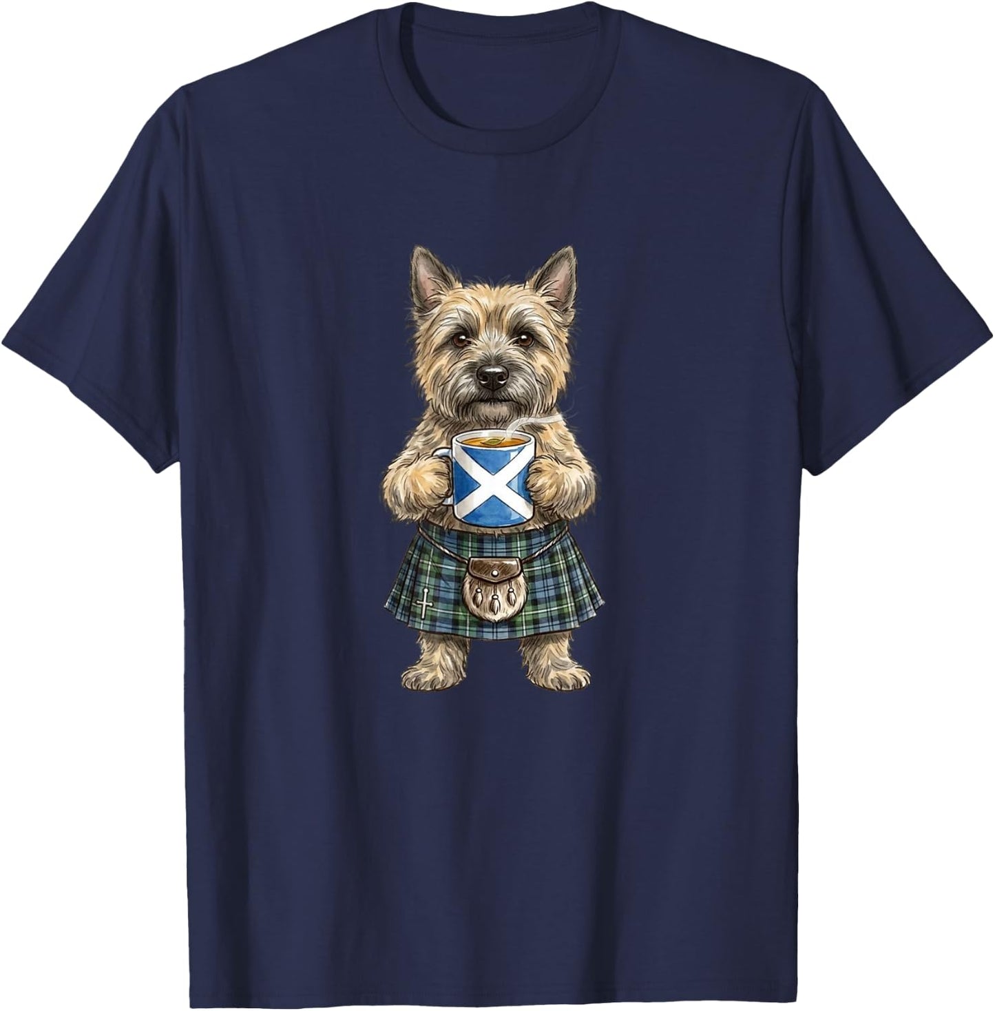 süß lustig Cairn Terrier Hund Tasse Kaffee Schottland Flagge T-Shirt - T-Shirt | Navy
