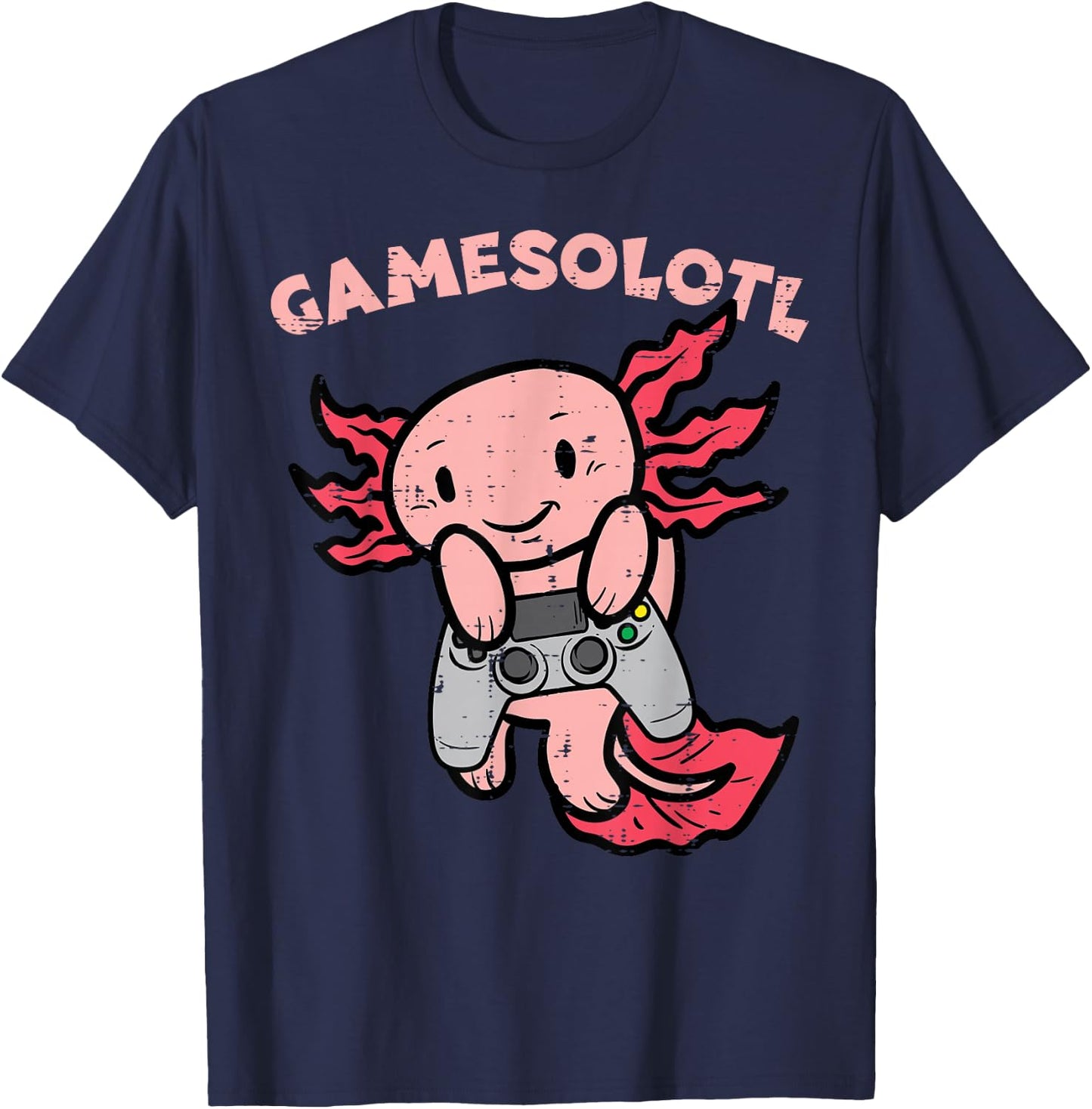 Gamesolotl Gamer Axolotl Cute Gaming Boys Kids Youth Men T-Shirt - T-Shirt | Navy