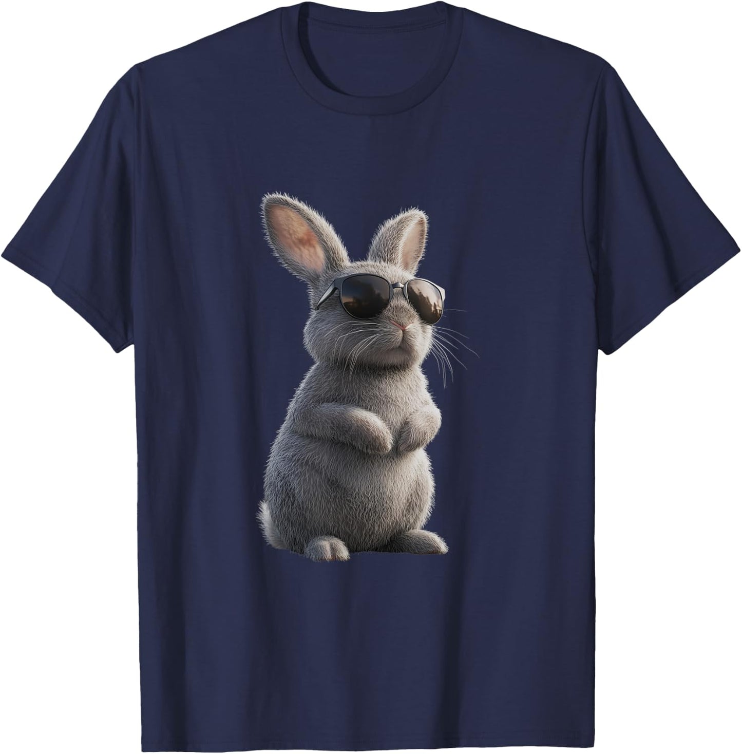 Bunny with Sunglasses - Cool Design for Rabbit Lovers , black T-Shirt - T-Shirt | Navy