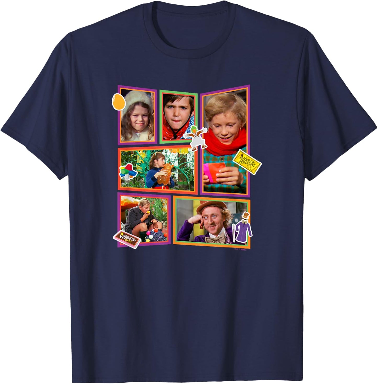 Willy Wonka And The Chocolate Factory Kids Boxed Up Frames T-Shirt - T-Shirt | Navy